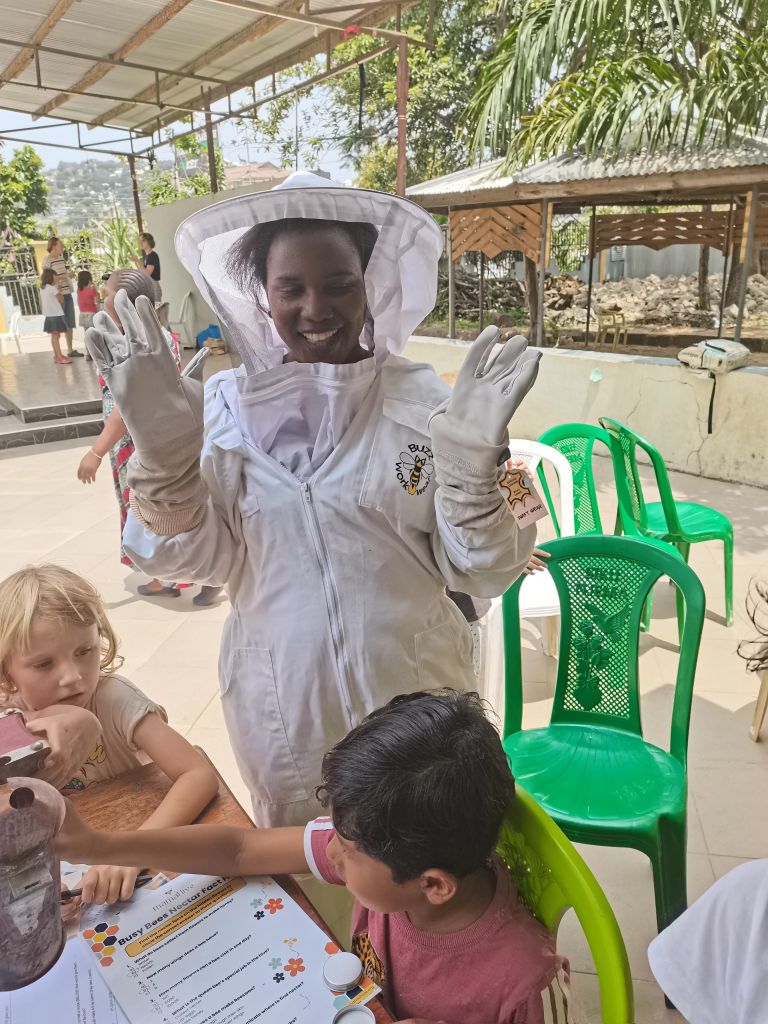 children learning about beekeeping in mwanza, Tanzania